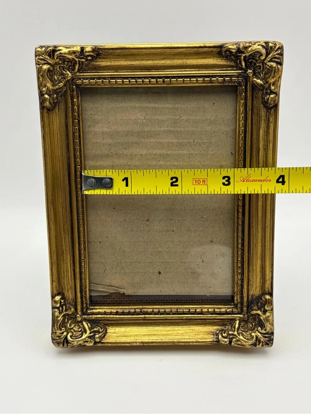 Vintage, Fetco Int. Inc., Frame, Wooden, Brass Color, 3 x 4.75 with Glass